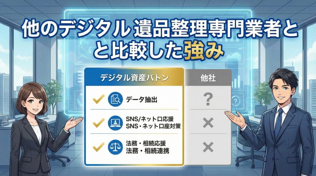 他のデジタル遺品整理専門業者と比較した強み
