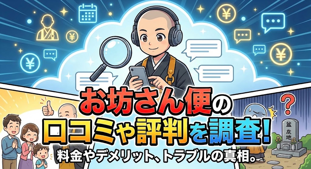 お坊さん便の口コミや評判を調査！料金やデメリット、トラブルの真相