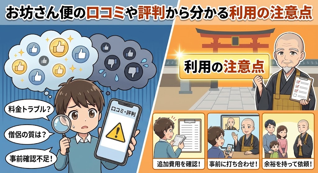 お坊さん便の口コミや評判から分かる利用の注意点