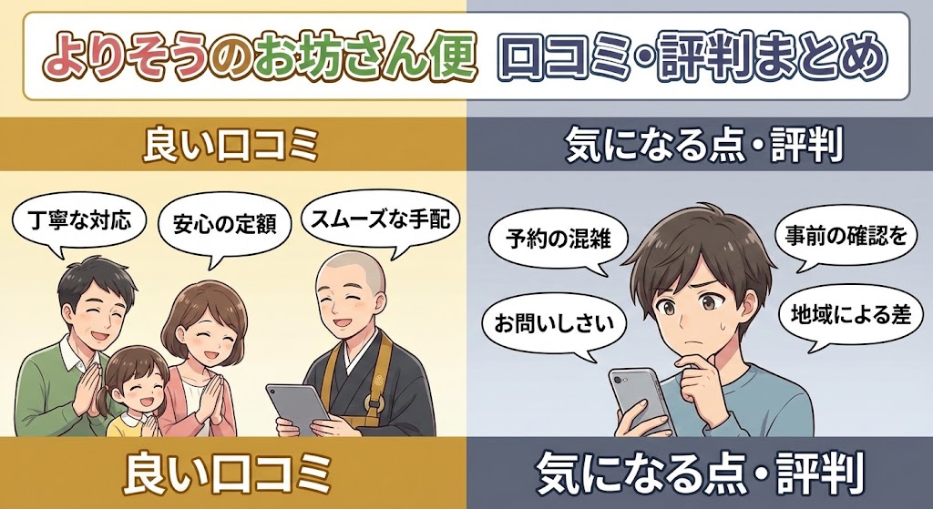 よりそうのお坊さん便の口コミや評判のまとめ