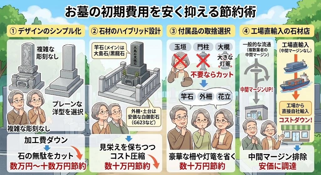 お墓の初期費用を安く抑える節約術